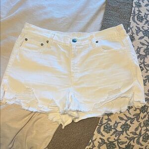 White Distressed Women Shorts